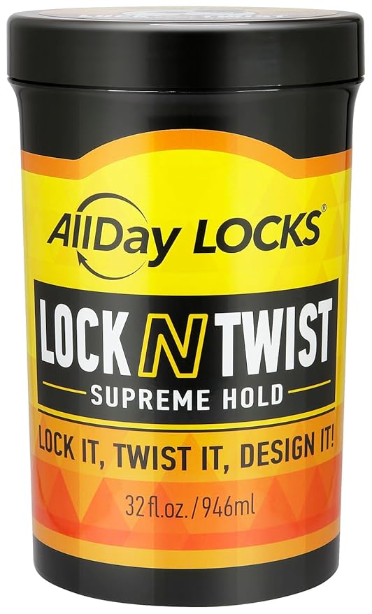 AllDay Locks Lock N Twist (Jar) | Supreme Hold, No Frizz or Flaking | Hydrating, Nourishing Locking Gel | Grape & Avocado-Infused | Lock & Twist Braids, Locks, Twists, Cornrows | 32 oz