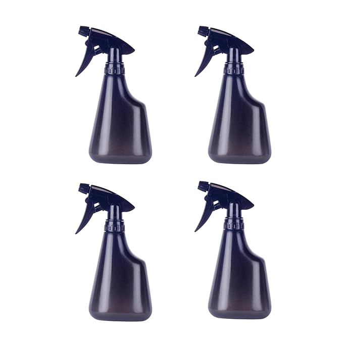 Cricket H2O Water Spray Bottle 4-Pack – Adjustable Mist Nozzle, Aluminum Reusable Design, 15.7 oz Each – Hairstylist & Barber Styling Tool – Black, Value Set