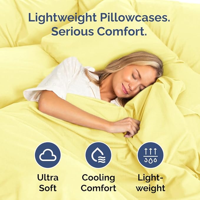 King Pillow Cases Set of 4 - Ultra Soft Hotel Quality Pillowcase Covers - Comfy, Cozy & Wrinkle Free - Shrinkage, Stain and Fade Resistant - Machine Washable Pillow Protectors - 4 Piece Set - Yellow