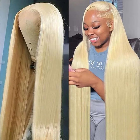 13×6 613 lace front wigs human hair 200% density straight blonde wig human hair pre plucked With Baby Hair (Straight 613 Wig, 36 Inch)