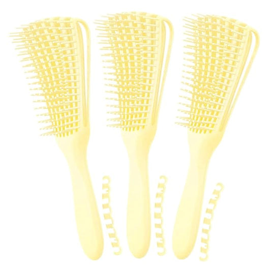 Hair Brush for Women's Afro America/African Hair Textured 3a to 4c, Kinky Wavy/Curly/Coily/Wet/Dry/Oil/Thick/Long Hair, Knots Detangler Scalp Massage Comb (3 pcs, 3-Beige)