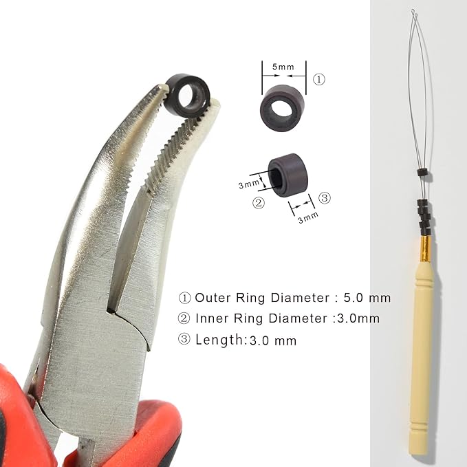 1000 Pcs 5.0 mm Silicone Lined Micro Links Rings Hair Extensions Beads Silicone Lined Beads for Human Hair Extensions and Feather Extensions (Dark Brown)