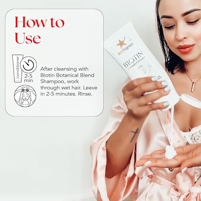 HAIRtamin Biotin Conditioner, vitamin-rich conditioner for healthy hair growth for all hair types, color and keratin safe, paraben free