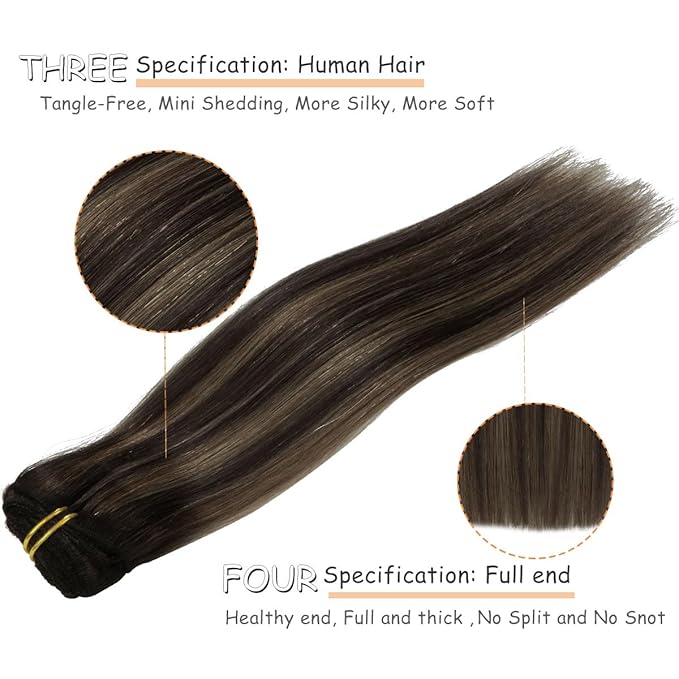 Caliee 20Inch Long Straight Hair Extensions for Women 7PCS Thick Full End R1B-1B/6A Ombre Natural Black Mixed Light Chestnut Brown Clip in Remy Human Hair Extensions 140G