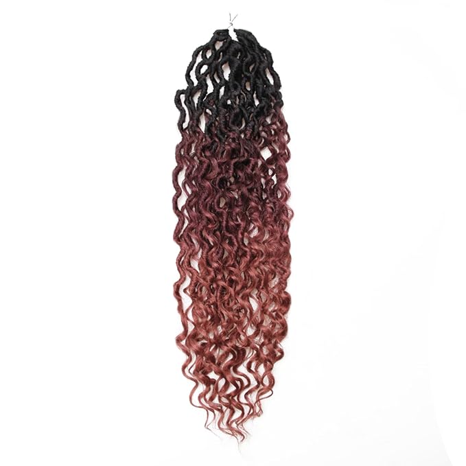 Goddess Locs Crochet Hair 22 Inch Curly Faux Locs 6 Packs Pre-looped Blonde River Hippie Bohemian for Black Women (1B/530/350)
