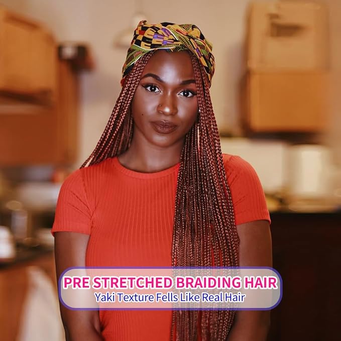 8 Pack Ombre Braiding Hair Pre Stretched - 30" 90G/Pack Premium Pre Stretched Braiding Hair Extensions, Professional Itch Free Hot Water Setting Perm Yaki Texture Prestretched Hair(#350)