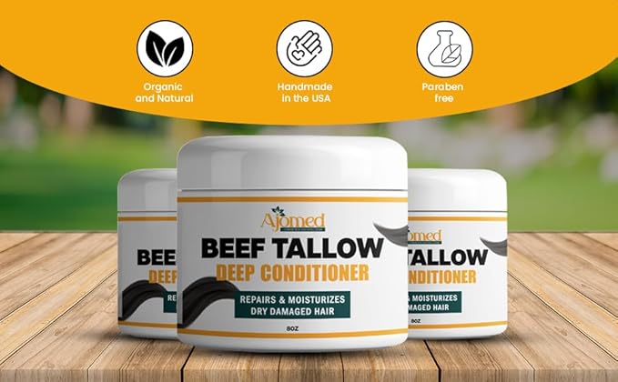 Tallow Deep Conditioner | Hair Treatment for Dry & Damaged Hair | Handmade hair mask - Detangler- Anti-Frizz dreadlock hair moisturizer-Split Ends Hair Care for Dry, Thin Fine Hair