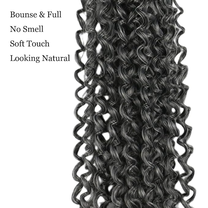 Passion Twist Hair Extensions Black to Gray Curly Crochet Hair 12 Inch Short Curly Braiding Hair 3 Packs Ombre Crochet Braids with Curls for Black Women(12",1B Gray)