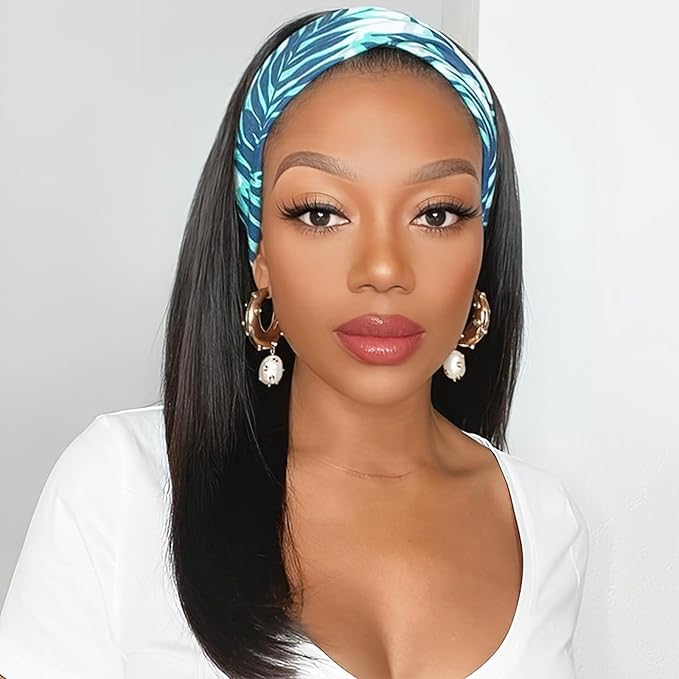 AISI QUEENS Short Bob Headband Wigs Human Hair for Black Women - Bob,Glueless,14 Inch