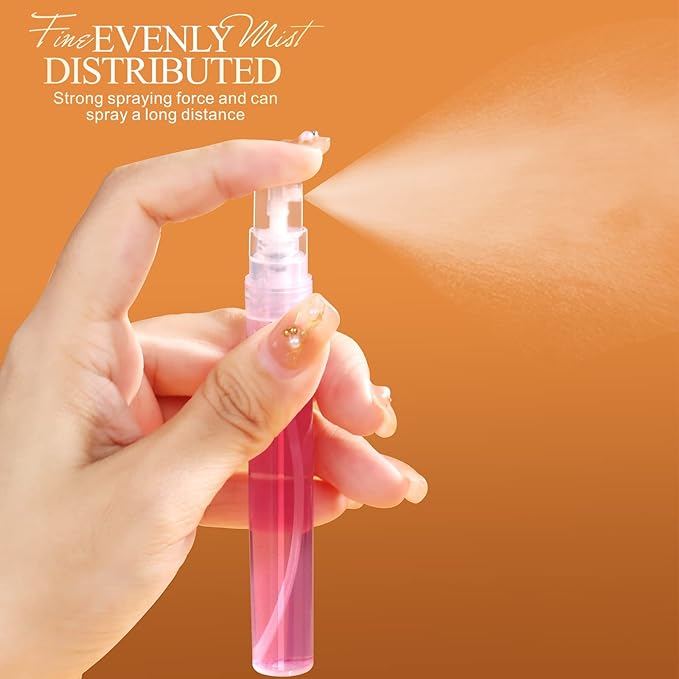 FANDAMEI Mini Clear Spray Bottle, 10 Pack 8ml Mini Plastic Spray Bottle Empty, Fine Mist Refillable Mini Perfume Bottle, Perfume Atomizer, Small Empty Sample Containers, Plastic Portable Travel Bottle