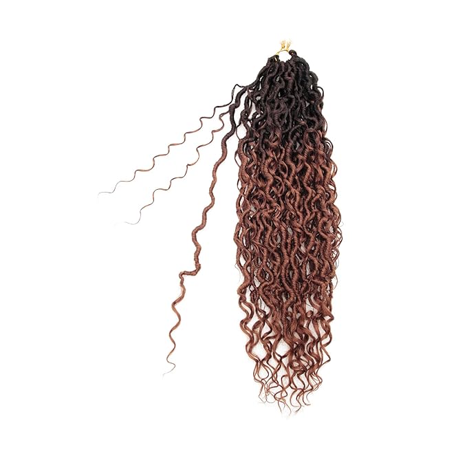 8Packs Goddess Locs Crochet Hair 18Inch Boho Faux Locs,Crochet Locs With Curly Ends River Hippie Locs Bohemian Locs Crochet Hair for Black Women(4/30, 18inch(Pack of 8))