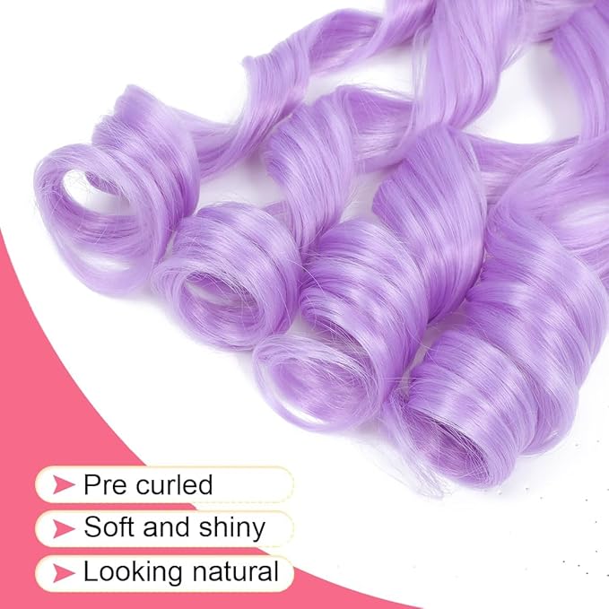 Purple French Curl Braiding Hair 24 Inch Soft Braiding Hair Pre Stretched Loose Wave Bouncy 100g/pack Yaki Hair for Black Women Hair Extensions for Braids(Light Purple 24 Inch)