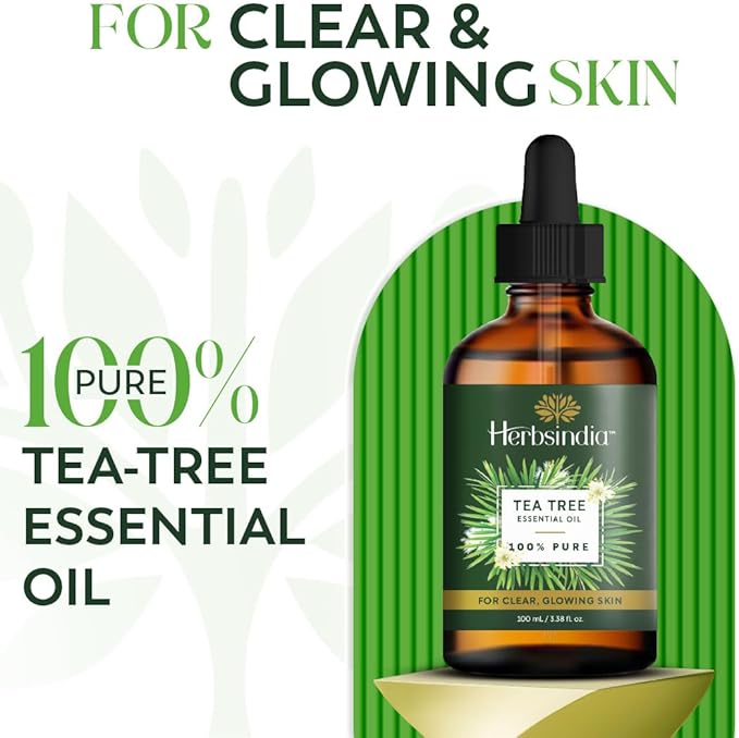 Tea Tree Essential Oil for Skin - Huge 3.3 Fl Oz - 100% Pure - Premium Grade with Glass Dropper, Undiluted, Non-GMO