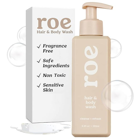 Roe Wellness- Toddler & Baby Body Wash & Shampoo Moisturizing Clean Ingredients | Suitable for Sensitive Skin, Fragrance-Free, Natural Vanilla Scent, Fresh Cleaning | 9.4 fl oz.