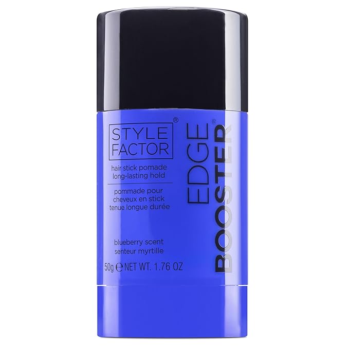 Style Factor EDGE BOOSTER Hair Wax Stick Pomade with Beeswax | Strong Hold Slick Stick for Flyaways, Edges & Baby Hair for Sleek Buns & Ponytails | Stocking Stuffers for Women Girls Teen | Blueberry