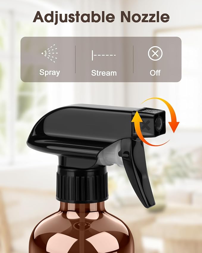 Glass Spray Bottle with Silicone Sleeve Protection, Amber Glass Spray Bottle Set for Window Cleaner Aromatherapy Facial Hydration Watering Flowers Hair Care 2 Pack/8 oz (Black & White)