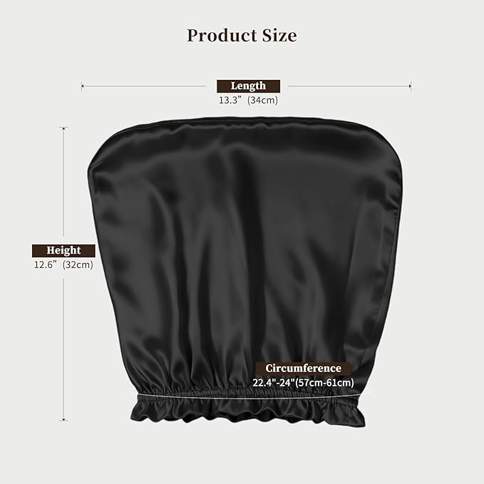 THXSILK 100% Mulberry Silk Bonnet for Sleeping Women, Silk Bonnet with Elastic Band, Hair Wrap Cap for Women Curly Hair, Black