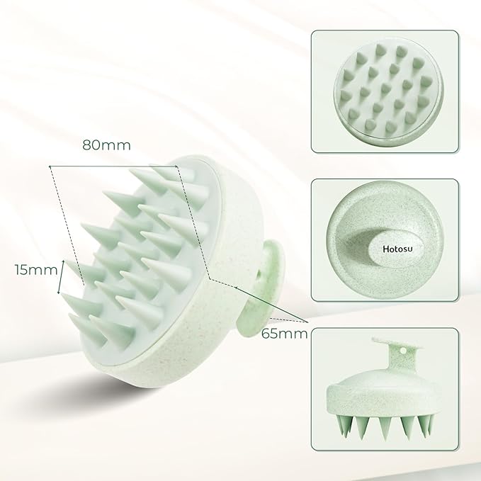 Scalp Massager Brush for Hair Growth – Silicone Scalp Scrubber & Scalp Exfoliator – Manual Scalp Massager Brush for Wet or Dry Use – Hair Massager Scalp Shampoo Brush Tool (Beige)