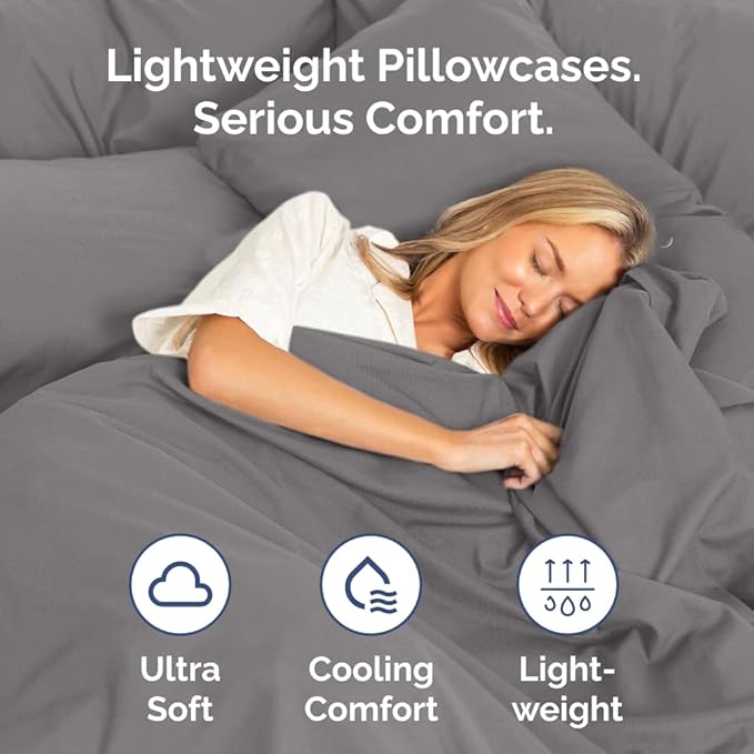 King Pillow Cases Set of 4 - Ultra Soft Hotel Quality Pillowcase Covers - Comfy, Cozy & Wrinkle Free - Shrinkage, Stain & Fade Resistant - Machine Washable Pillow Protectors - 4 Piece Set - Dark Grey