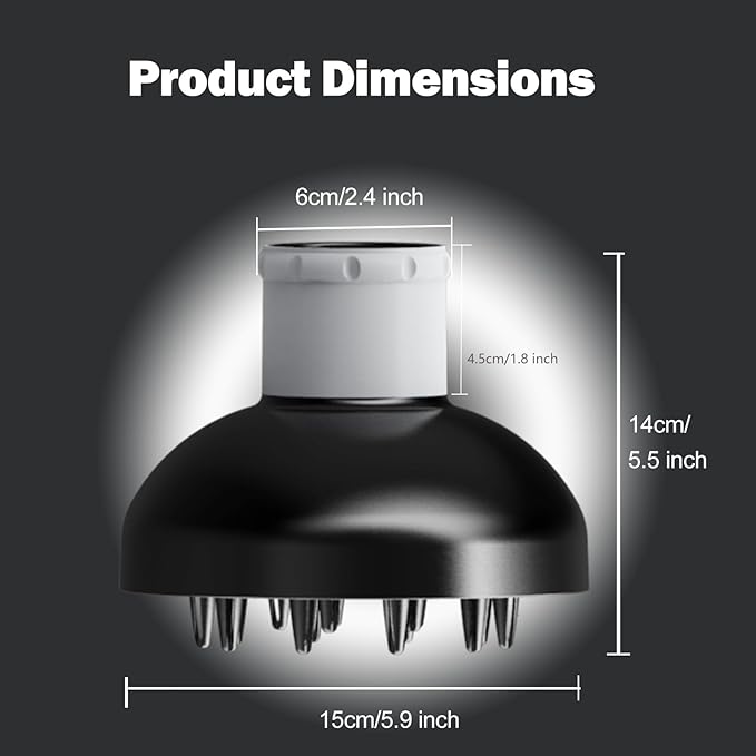 LURA Hair Diffuser For Curly Hair,Diffuser Hair Dryer Attachment,Curly Hair Diffuser,Black Hair Diffuser Attachment For Hair Dryer Nozzles From 1.7 To 2.1