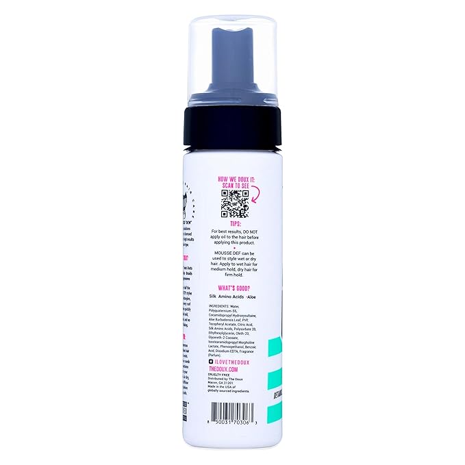 The Doux Multi-Use Mousse for Curly Hair – The Doux Mousse Def Texture Foam for Styling, Curl Definition, Volume & Shine – Curl Cream Alternative for Textured Hair & Natural Hair Styles