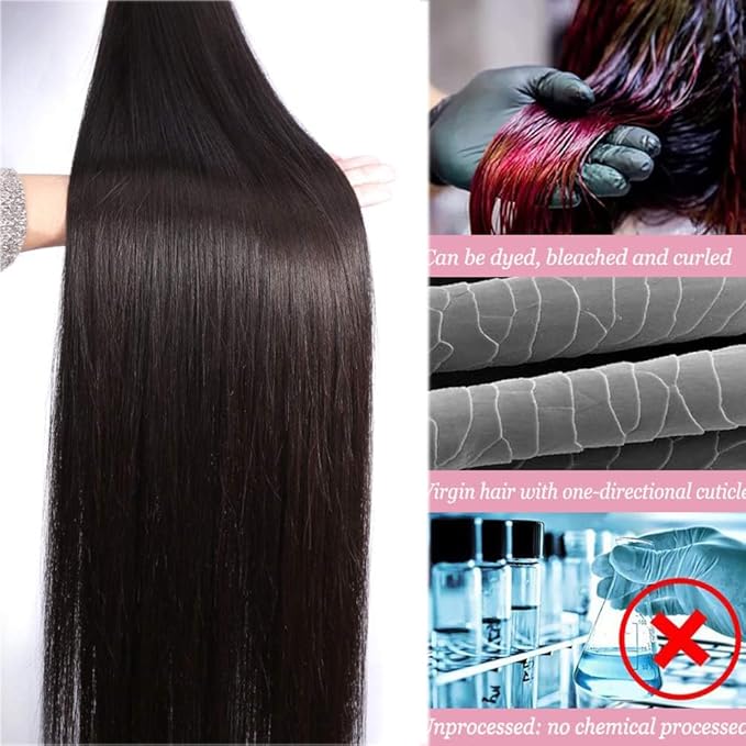 Straight Bundles Human Hair 4 Bundles 14 16 18 20 Inch 100% Unprocessed Brazilian Virgin Hair Straight Bundle Hair Extensions Real Human Hair Natural Black