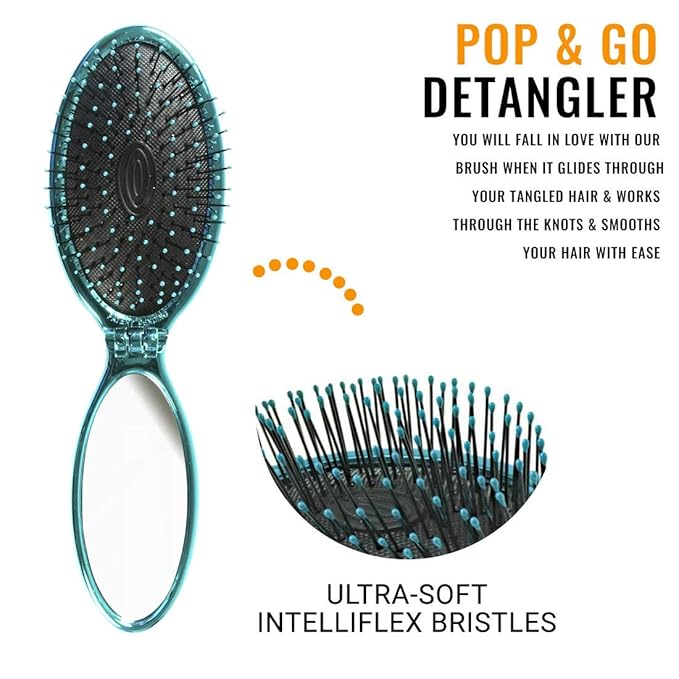 Wet Brush Pop Go Detangler Assortment Exclusive Ultrasoft IntelliFlex Bristles Blue, Teal (Pack of 2)