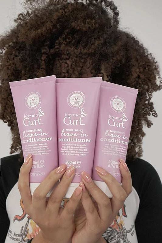 Kozma Curl Nourishing Leave-In Conditioner 200 ml | Lightweight Leave-In for Curly & Wavy Hair | Detangling Moisture Care with Biomimetic Ceramide & Botanical Oils | No Hold