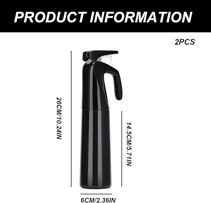 NIDONE Barber Spray Bottle, 2PCS 300ml Continuous Spray Bottle, Refillable Hair Mister, Hair Bottles for Hairstyling, Cleaning, Salons