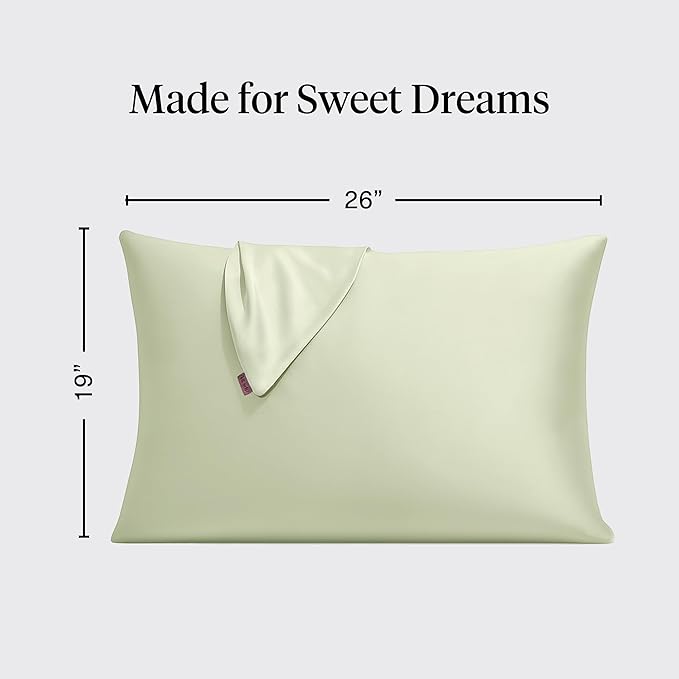 Kitsch Satin Pillowcase with Zipper for Hair & Skin, Softer Than Silk Pillow Cases Queen, Wrinkle-Free, Smooth and Cooling Satin Pillow Covers, Standard Size 19"x26" - Sage