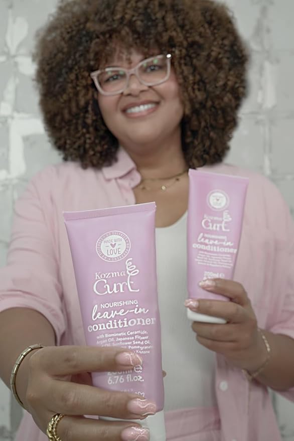 Kozma Curl Nourishing Leave-In Conditioner 200 ml | Lightweight Leave-In for Curly & Wavy Hair | Detangling Moisture Care with Biomimetic Ceramide & Botanical Oils | No Hold