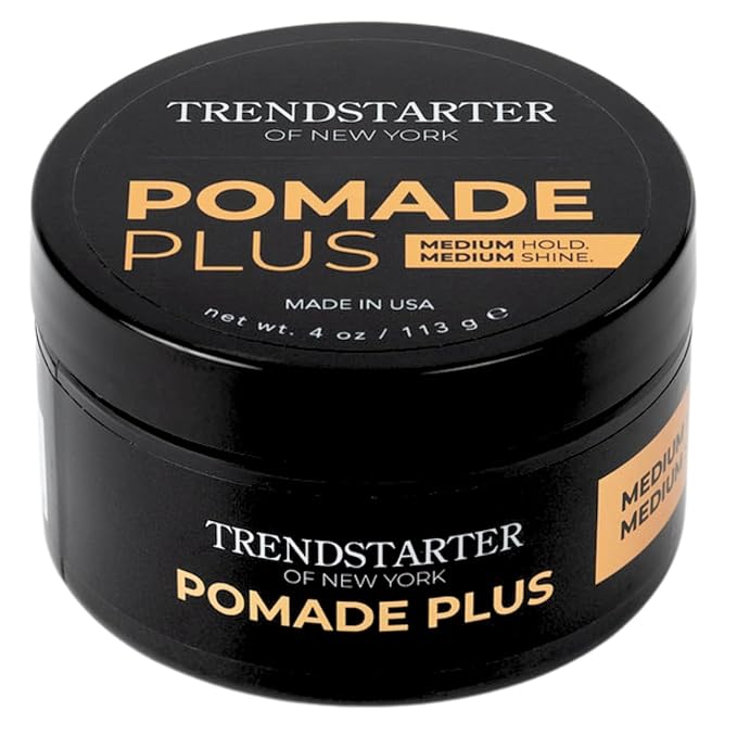 TRENDSTARTER - POMADE PLUS (4oz) - Medium Hold - Medium Shine - Premium Flake-Free Water-Based Premium Hair Styling Gel Product for All Hair Types - All-Day Reliability