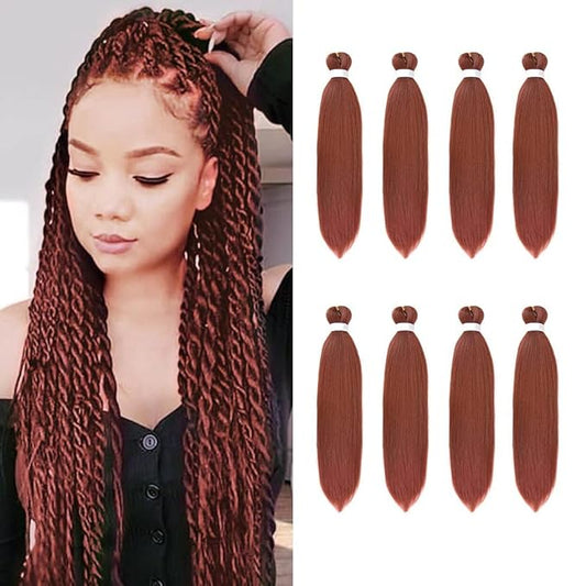 8 Pack Ombre Braiding Hair Pre Stretched - 16" 55G/Pack Premium Pre Stretched Braiding Hair Extensions, Professional Itch Free Hot Water Setting Perm Yaki Texture Prestretched Hair(#350)