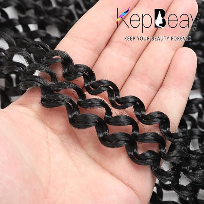 24 Inch Passion Twist Hair 1 Pack Water Wave Crochet Hair Natural Black Color Passion Twist Crochet Hair Synthetic Hair Extensions for Women (24 inch, 1Pack 1B）