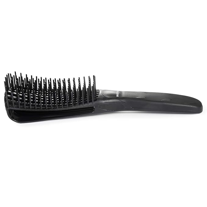 BESTOOL Detangling Brush, Detangler Brush for Natural Black/ Curly Hair Afro 3/4abc Texture, Faster n Easier Detangle Wet or Dry Hair with No Pain (Black)