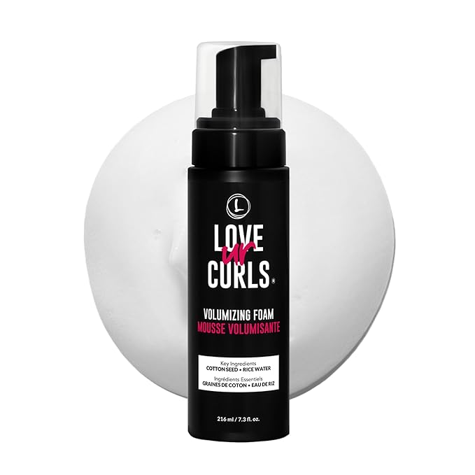 Love Ur Curls® Volumizing Foam, Lightweight Mousse for Curly Hair, Volume & Definition, Frizz Control, Soft Hold, Vegan, Silicone-Free, Quick-Drying, 7.3Fl. Oz.