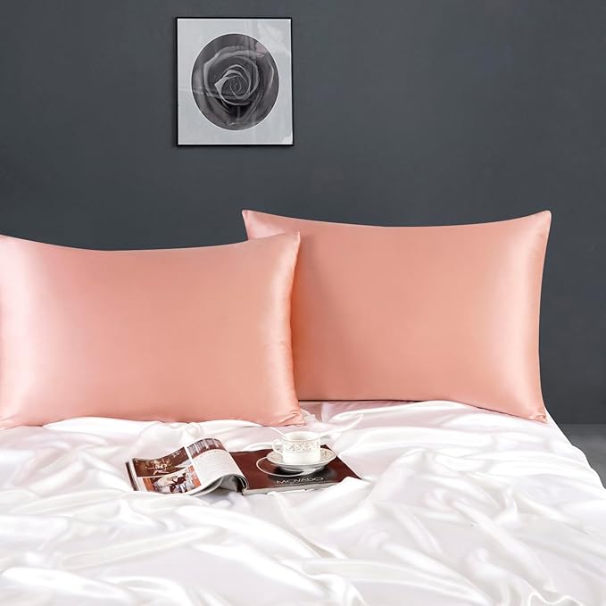 ZIMASILK 100% Pure Mulberry Silk Pillowcase for Hair and Skin Health,Soft and Smooth,Both Sides Premium Grade 6A Silk,600 Thread Count,with Hidden Zipper,1pc (Queen 20''x30'',Coral)