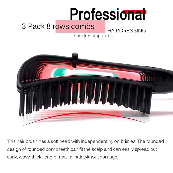 3 Pack Hair Detangler Brush for Afro America/African Textured 3a to 4c Kinky Wavy/Curly/Coily/Wet/Dry/Oil/Thick/Long Hair, Detangling Brush for Natural, Exfoliating Your Scalp for Beautiful
