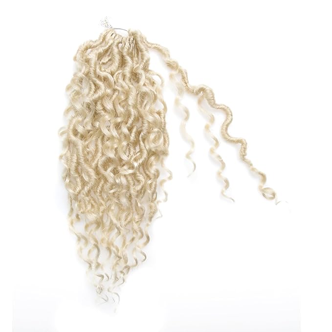 Goddess Locs Crochet Hair 10Inch 8Packs Pre-looped Short River Locs Curly Faux locs Crochet Hair Hippie Locs Bohemian Locs Crochet Braids (613, 10inch(Pack of 8))