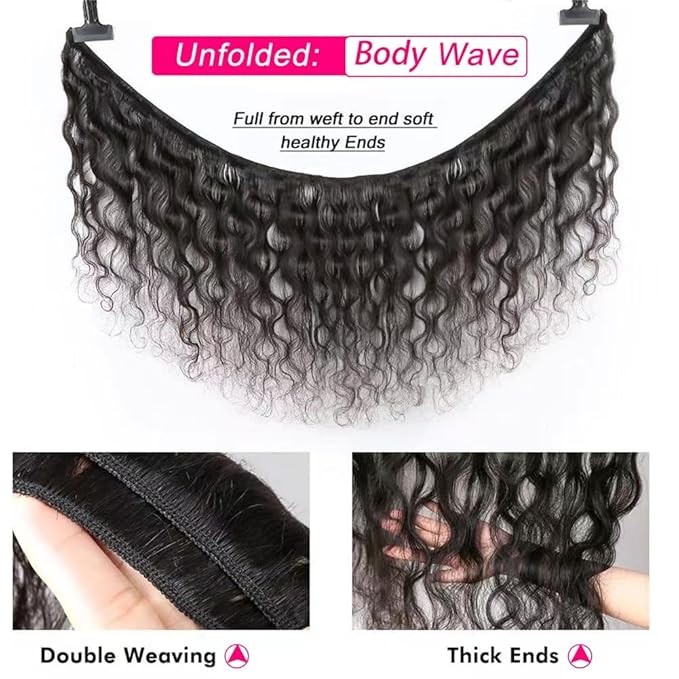 12A Human Hair Bundles Body Wave 3 Bundles 16 18 20 Inch Weave 100% Unprocessed Brazilian Human Hair Bundles（16 18 20）