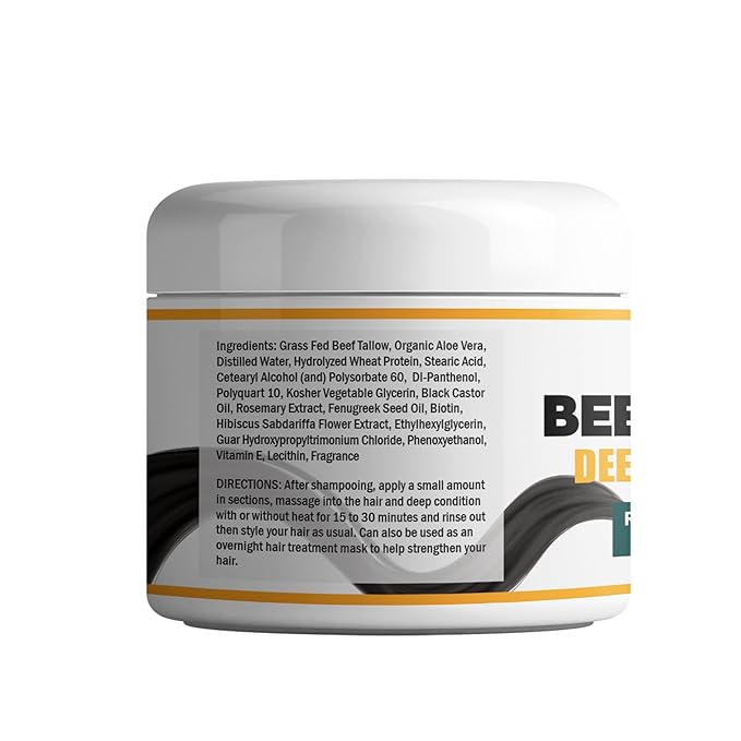 Tallow Deep Conditioner | Hair Treatment for Dry & Damaged Hair | Handmade hair mask - Detangler- Anti-Frizz dreadlock hair moisturizer-Split Ends Hair Care for Dry, Thin Fine Hair