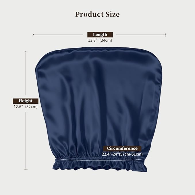 THXSILK 100% Pure Silk Bonnet for Sleeping Women Mulberry Silk Bonnet with Elastic Band Hair for Women Curly Hair Navy Blue