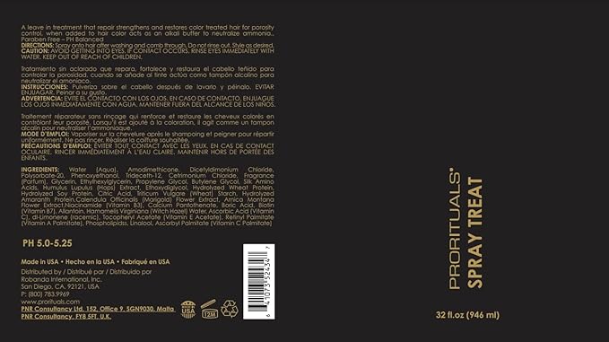 Prorituals Leave-In Protein Treatment Spray for Curl Repair and Natural Hair Growth - 8 oz