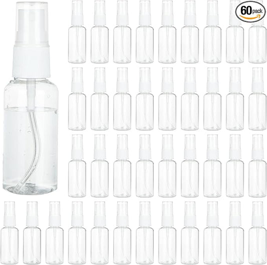 APACALI 60PCS 1 Oz Spray Bottle Mini Mist Sprayer Clear Fine Small Spray Bottle Empty Travel Spray Bottles Reusable Liquid Containers Water Spray Bottle for Perfume, Plant(30ml)