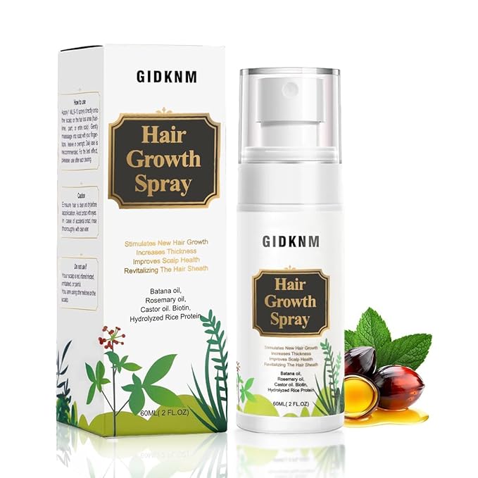 Natural Hair Growth Serum:Hair Growth Spray with Rosemary, Bataua Oil & Biotin - Non-Greasy, Hormone - Free Treatment,Promotes Thicker, Fuller Hair for Women & Men - All Thinning Hair (2 Fl Oz, FF)