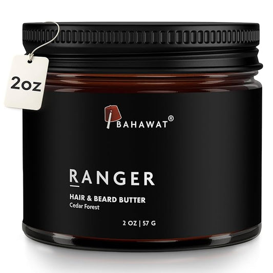 BAHAWAT Hair & Beard Butter for Men Leave-in Conditioner - Cedar Forest scent - Strengthen & Soften– Made in USA -Organic Natural Ingredients | The Best Beard Butter - 2 oz.