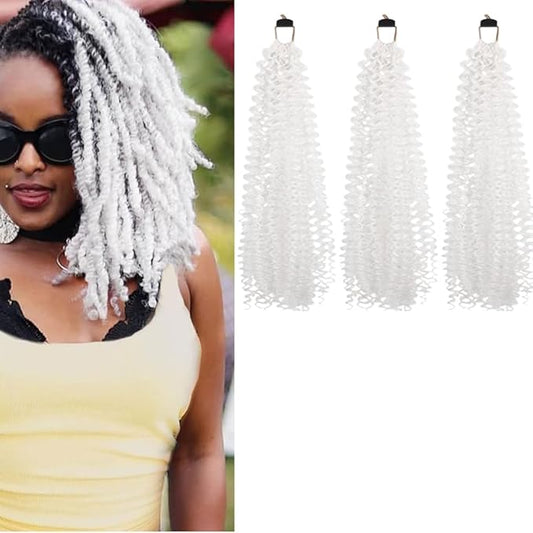 Passion Twist Hair Extensions White Curly Crochet Hair 12 Inch Short Curly Braiding Hair 3 Packs Crochet Braids with Curls for Black Women(12",60#)