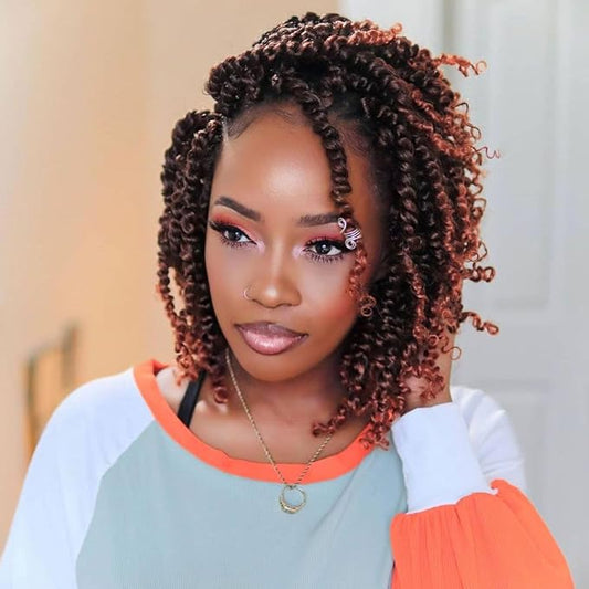 Passion Twist Crochet Hair 8Inch Passion Twist Hair 8 Packs Pre-Twisted Curly Crochet Hair for Black Women (T350-8packs)