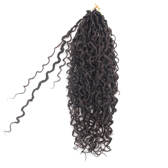 8Packs Goddess Locs Crochet Hair 18Inch Boho Faux Locs,Crochet Loc With Curly Ends River Hippie Bohemian Loc Crochet Hair for Black Women(4#, 18inch(Pack of 8))