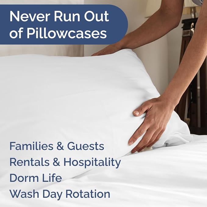 King Pillow Cases Set of 10 - Ultra Soft Hotel Quality Pillowcase Covers - Comfy & Wrinkle Free - Shrink, Stain and Fade Resistant - Easy-Care, Machine Washable Pillow Protectors - 10 Pcs Set - White